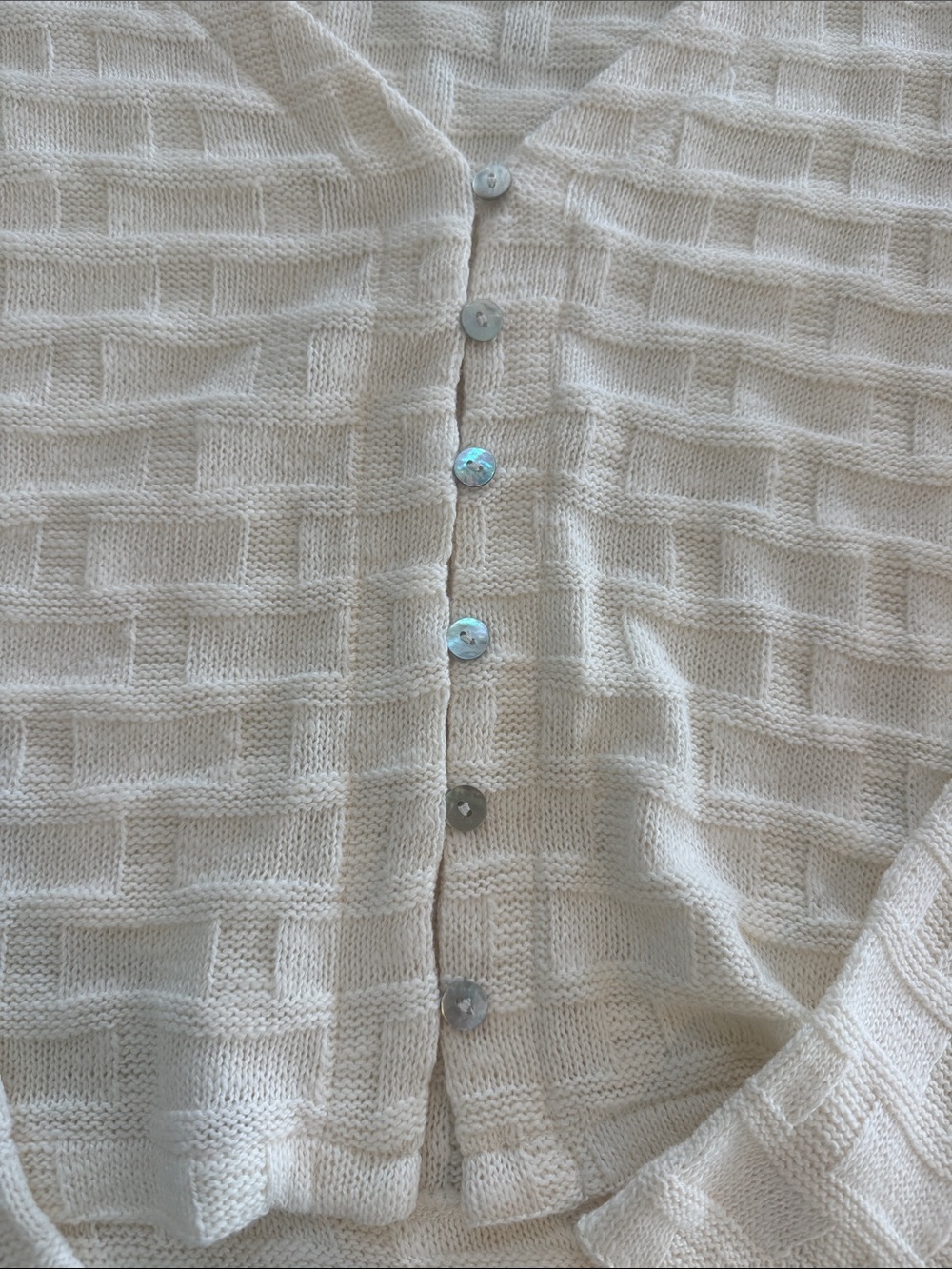 Madewell Cream Textured V‑Neck Button Cardigan - Picture 3 of 6